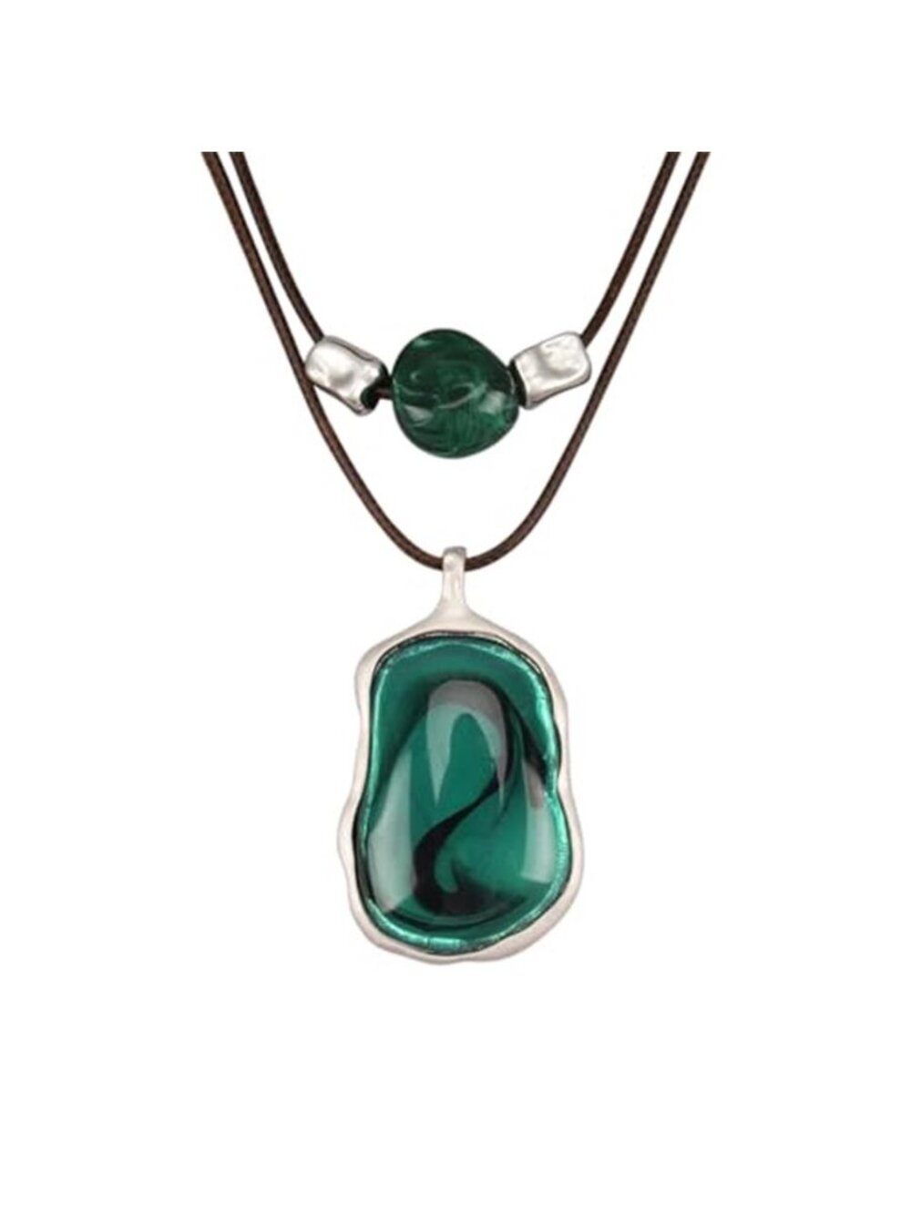 Bohemian Necklaces for Women Long Leather Necklace with Large Pendant Chunky